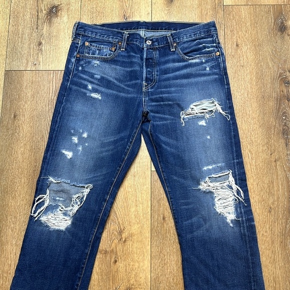Levi’s 501 Distressed Selvedge Denim Jeans Size 31 - Picture 3 of 9